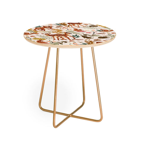 Marta Barragan Camarasa Fawns in the autumn forest Round Side Table