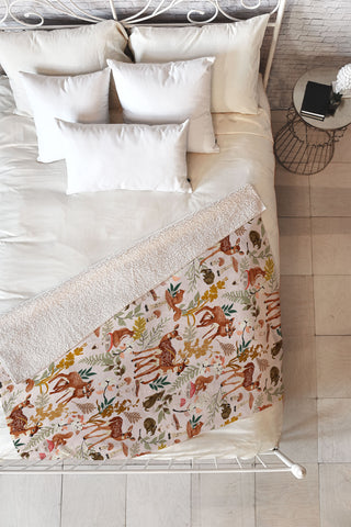 Marta Barragan Camarasa Fawns in the autumn forest Fleece Throw Blanket