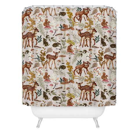 Marta Barragan Camarasa Fawns in the autumn forest Shower Curtain
