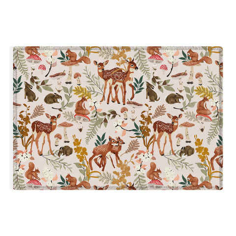 Marta Barragan Camarasa Fawns in the autumn forest Outdoor Rug