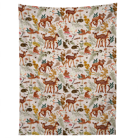 Marta Barragan Camarasa Fawns in the autumn forest Tapestry