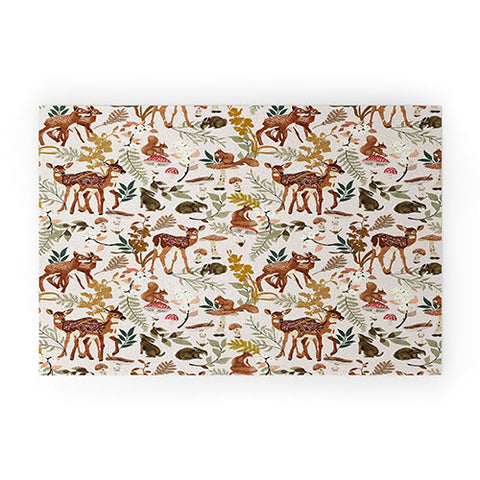 Marta Barragan Camarasa Fawns in the autumn forest Welcome Mat