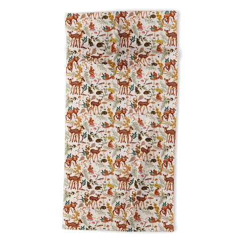 Marta Barragan Camarasa Fawns in the autumn forest Beach Towel