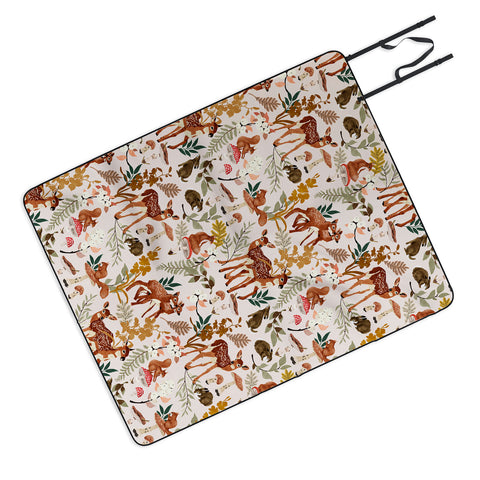Marta Barragan Camarasa Fawns in the autumn forest Picnic Blanket