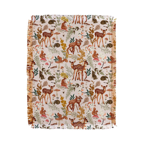 Marta Barragan Camarasa Fawns in the autumn forest Throw Blanket