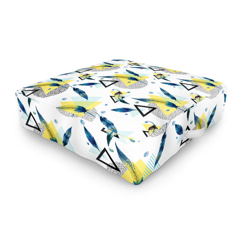 Marta Barragan Camarasa Feathers and triangles Outdoor Floor Cushion
