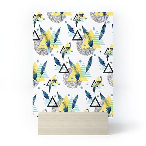 Marta Barragan Camarasa Feathers and triangles Mini Art Print