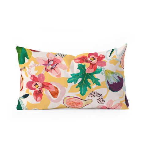 Marta Barragan Camarasa Figs and tropical flowers Oblong Throw Pillow