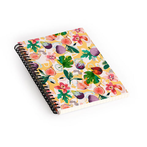 Marta Barragan Camarasa Figs and tropical flowers Spiral Notebook
