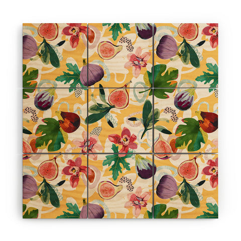 Marta Barragan Camarasa Figs and tropical flowers Wood Wall Mural