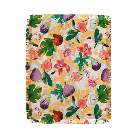 Marta Barragan Camarasa Figs and tropical flowers Throw Blanket