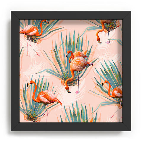 Marta Barragan Camarasa Flamingos pattern with cactus Recessed Framing Square