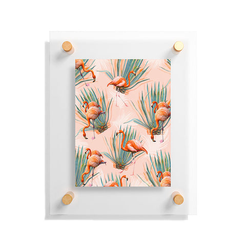 Marta Barragan Camarasa Flamingos pattern with cactus Floating Acrylic Print
