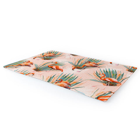 Marta Barragan Camarasa Flamingos pattern with cactus Area Rug