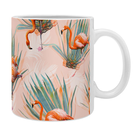 Marta Barragan Camarasa Flamingos pattern with cactus Coffee Mug