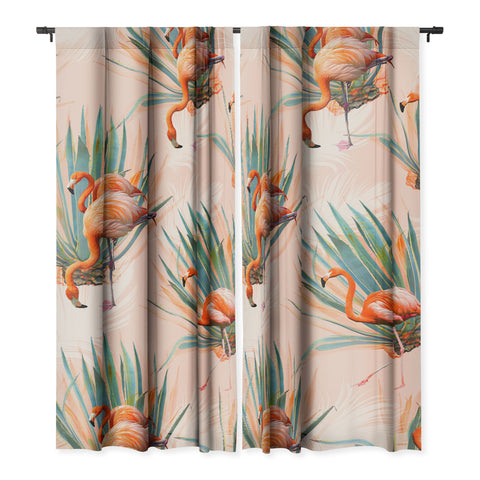 Marta Barragan Camarasa Flamingos pattern with cactus Blackout Non Repeat