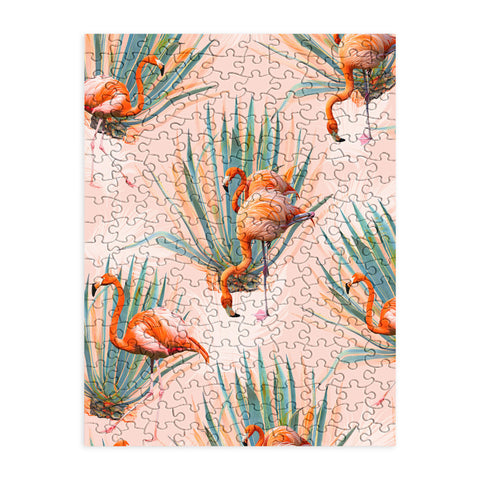 Marta Barragan Camarasa Flamingos pattern with cactus Puzzle