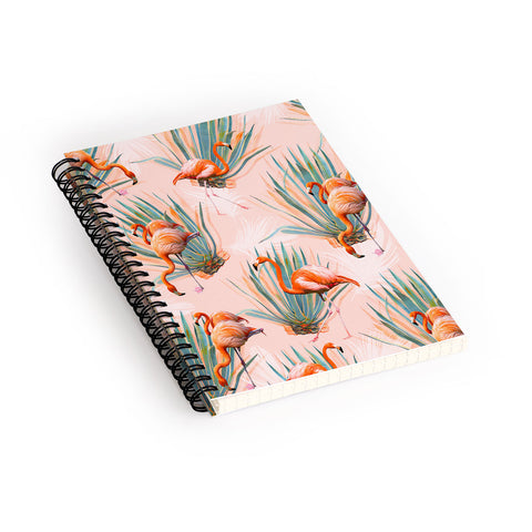 Marta Barragan Camarasa Flamingos pattern with cactus Spiral Notebook