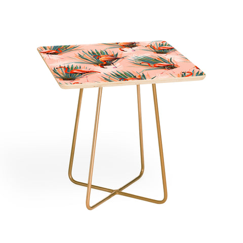 Marta Barragan Camarasa Flamingos pattern with cactus Side Table