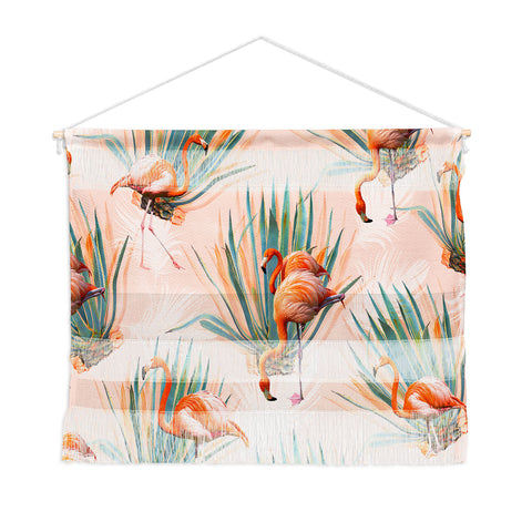Marta Barragan Camarasa Flamingos pattern with cactus Wall Hanging Landscape