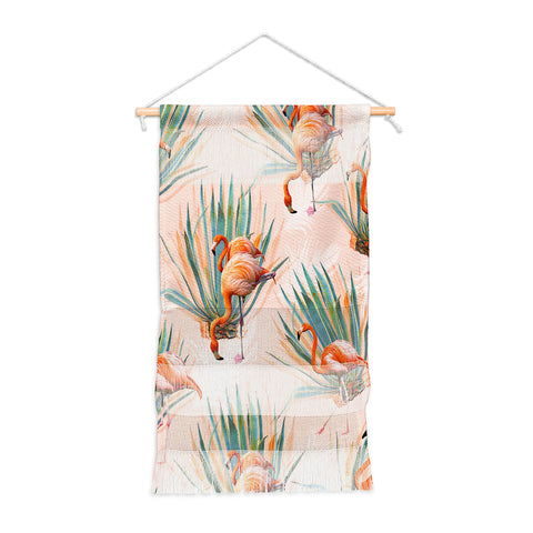 Marta Barragan Camarasa Flamingos pattern with cactus Wall Hanging Portrait