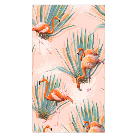 Marta Barragan Camarasa Flamingos pattern with cactus Tablecloth