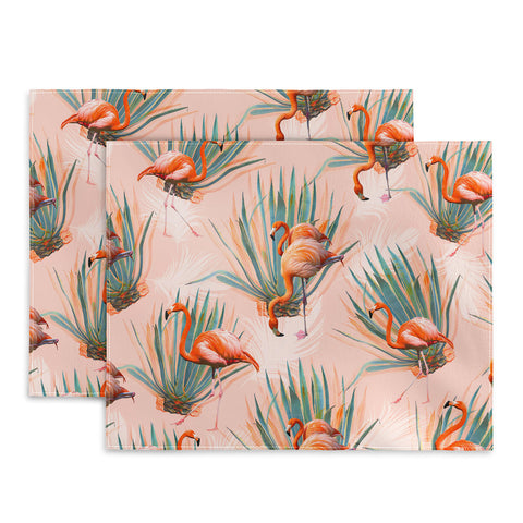 Marta Barragan Camarasa Flamingos pattern with cactus Placemat