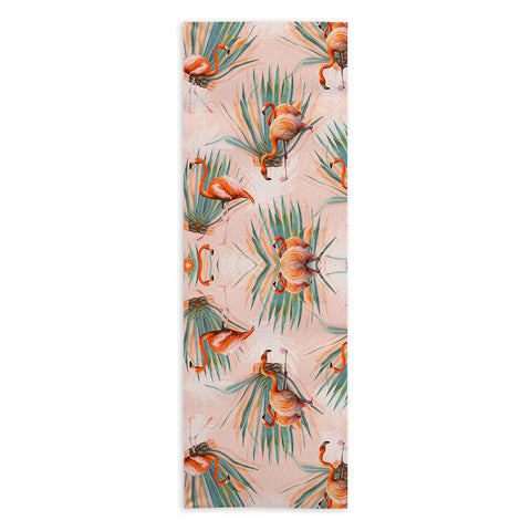 Marta Barragan Camarasa Flamingos pattern with cactus Yoga Towel