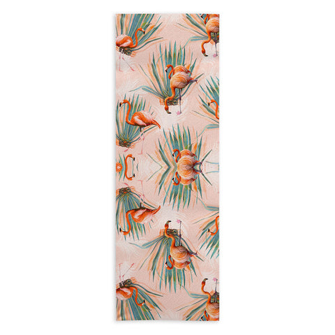 Marta Barragan Camarasa Flamingos pattern with cactus Yoga Towel