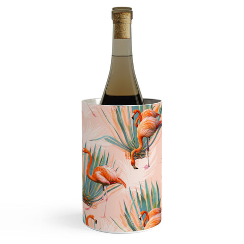 Marta Barragan Camarasa Flamingos pattern with cactus Wine Chiller