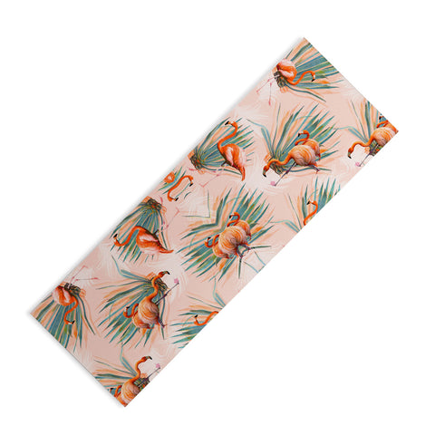 Marta Barragan Camarasa Flamingos pattern with cactus Yoga Mat