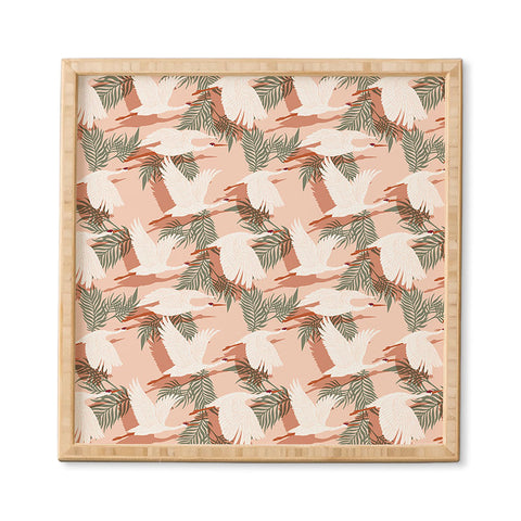 Marta Barragan Camarasa Flock cranes sunset Framed Wall Art