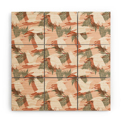 Marta Barragan Camarasa Flock cranes sunset Wood Wall Mural