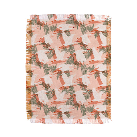 Marta Barragan Camarasa Flock cranes sunset Throw Blanket