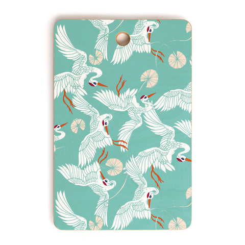 Marta Barragan Camarasa Flock of crane birds I Cutting Board Rectangle