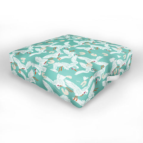 Marta Barragan Camarasa Flock of crane birds I Outdoor Floor Cushion