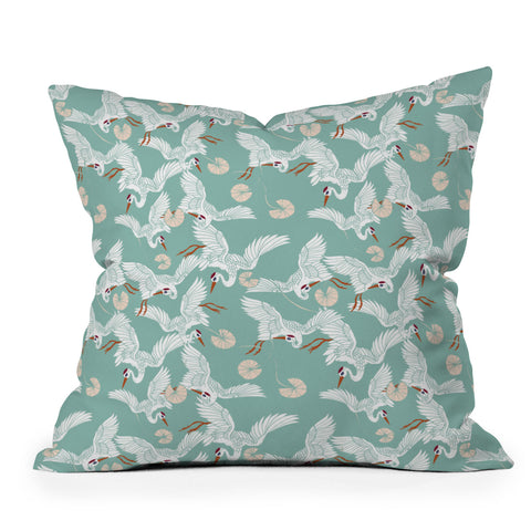Marta Barragan Camarasa Flock of crane birds I Throw Pillow