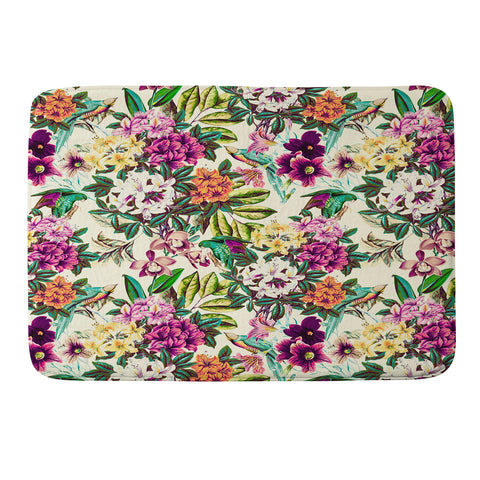 Marta Barragan Camarasa Floral and exotic birds Memory Foam Bath Mat