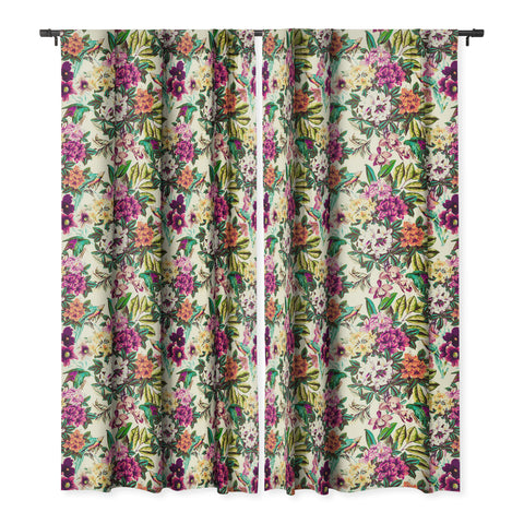 Marta Barragan Camarasa Floral and exotic birds Blackout Window Curtain