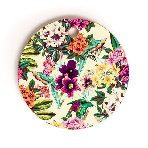 Marta Barragan Camarasa Floral and exotic birds Cutting Board Round