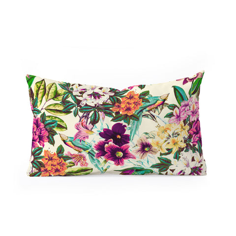 Marta Barragan Camarasa Floral and exotic birds Oblong Throw Pillow