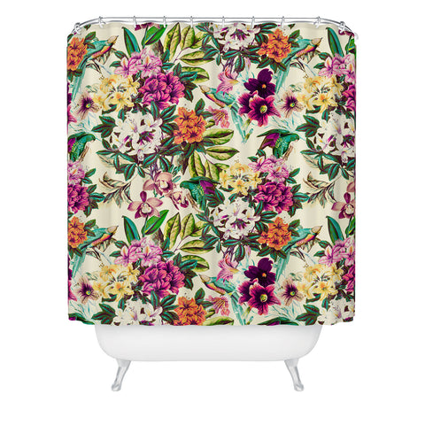 Marta Barragan Camarasa Floral and exotic birds Shower Curtain