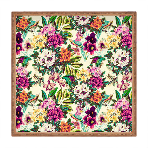 Marta Barragan Camarasa Floral and exotic birds Square Tray