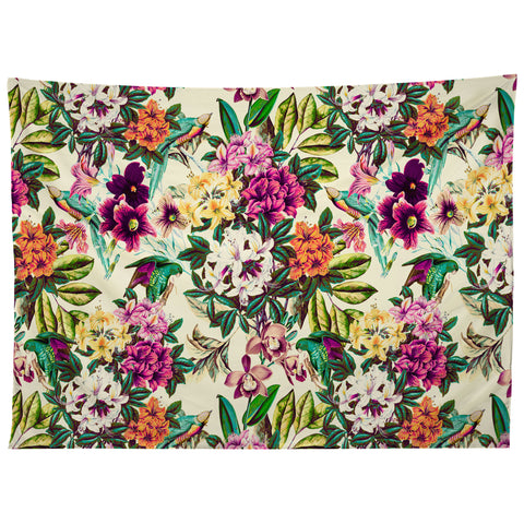 Marta Barragan Camarasa Floral and exotic birds Tapestry
