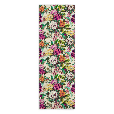 Marta Barragan Camarasa Floral and exotic birds Yoga Towel