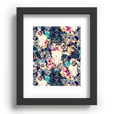 Marta Barragan Camarasa Floral Bohemian Skull Pattern Recessed Framing Rectangle