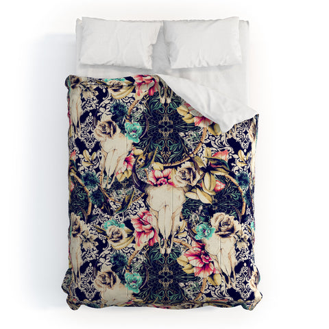 Marta Barragan Camarasa Floral Bohemian Skull Pattern Comforter
