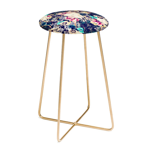 Marta Barragan Camarasa Floral Bohemian Skull Pattern Counter Stool