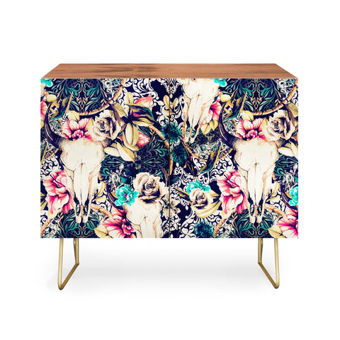 Marta Barragan Camarasa Floral Bohemian Skull Pattern Credenza