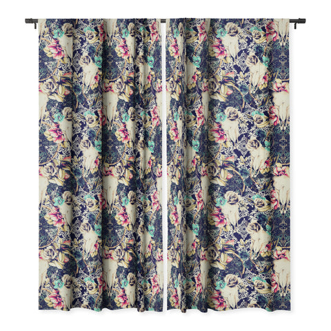 Marta Barragan Camarasa Floral Bohemian Skull Pattern Blackout Window Curtain